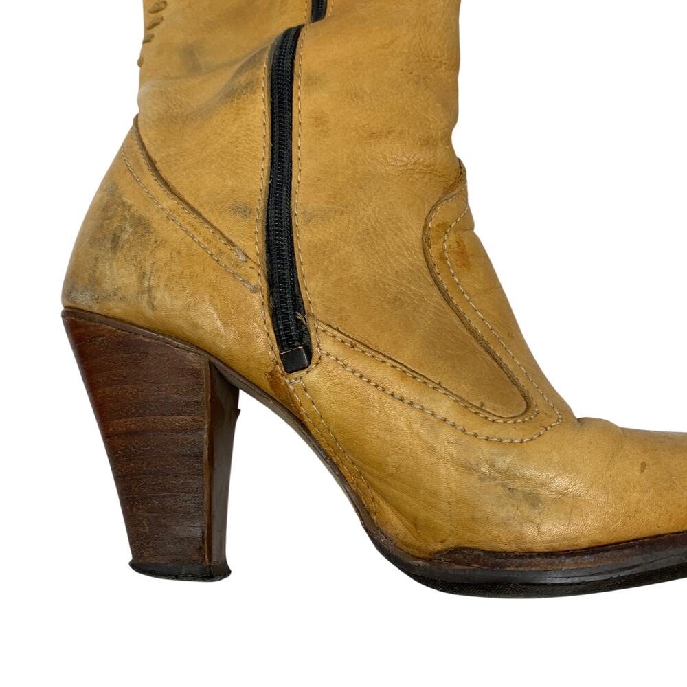 Vintage 70s The Wild Pair Leather Boots Womens 6.5 B Tan Western Boho Tall - Picture 5 of 10